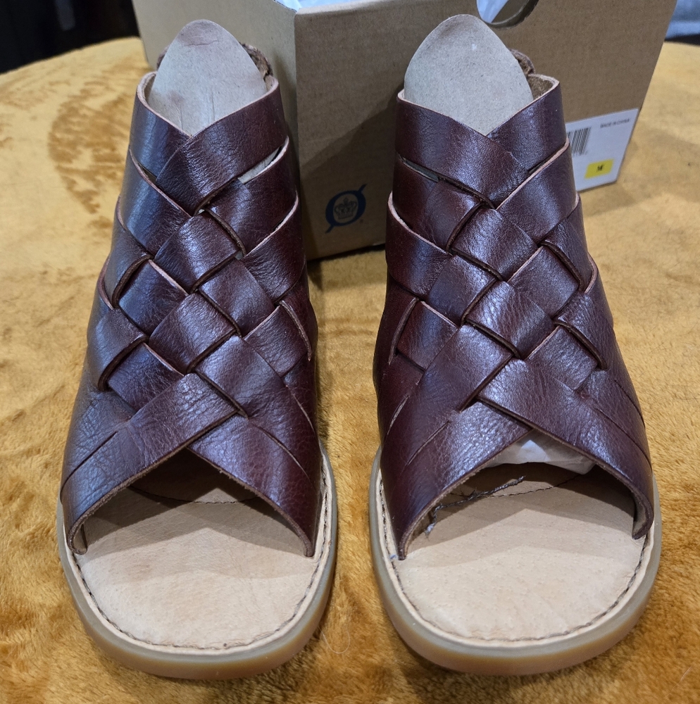 NEW Born Iwa Woven Dark Tan Leather Sandals